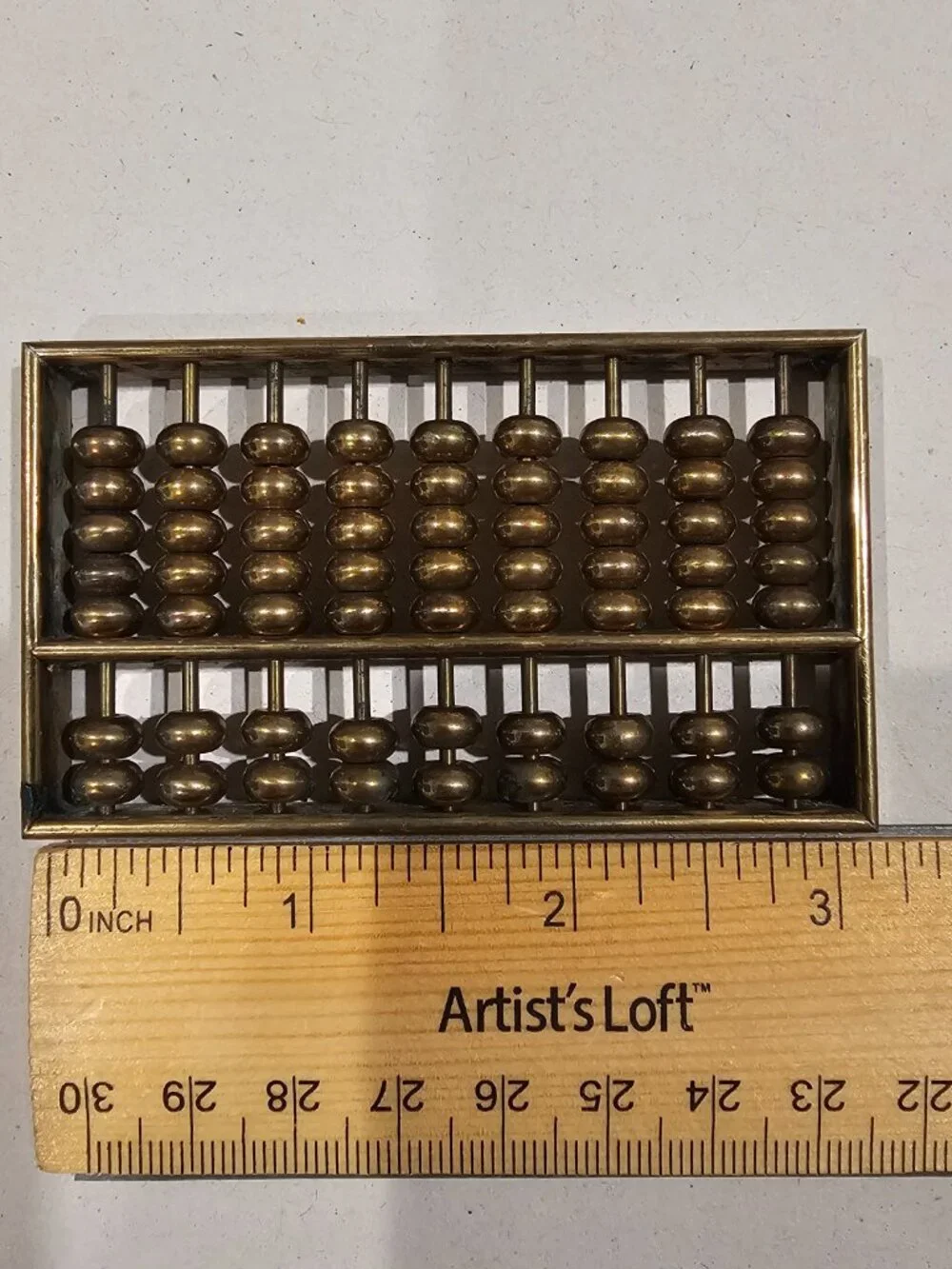 Vintage Brass Miniature Chinese Abacus Paperweight Mid Century Desktop Calculato